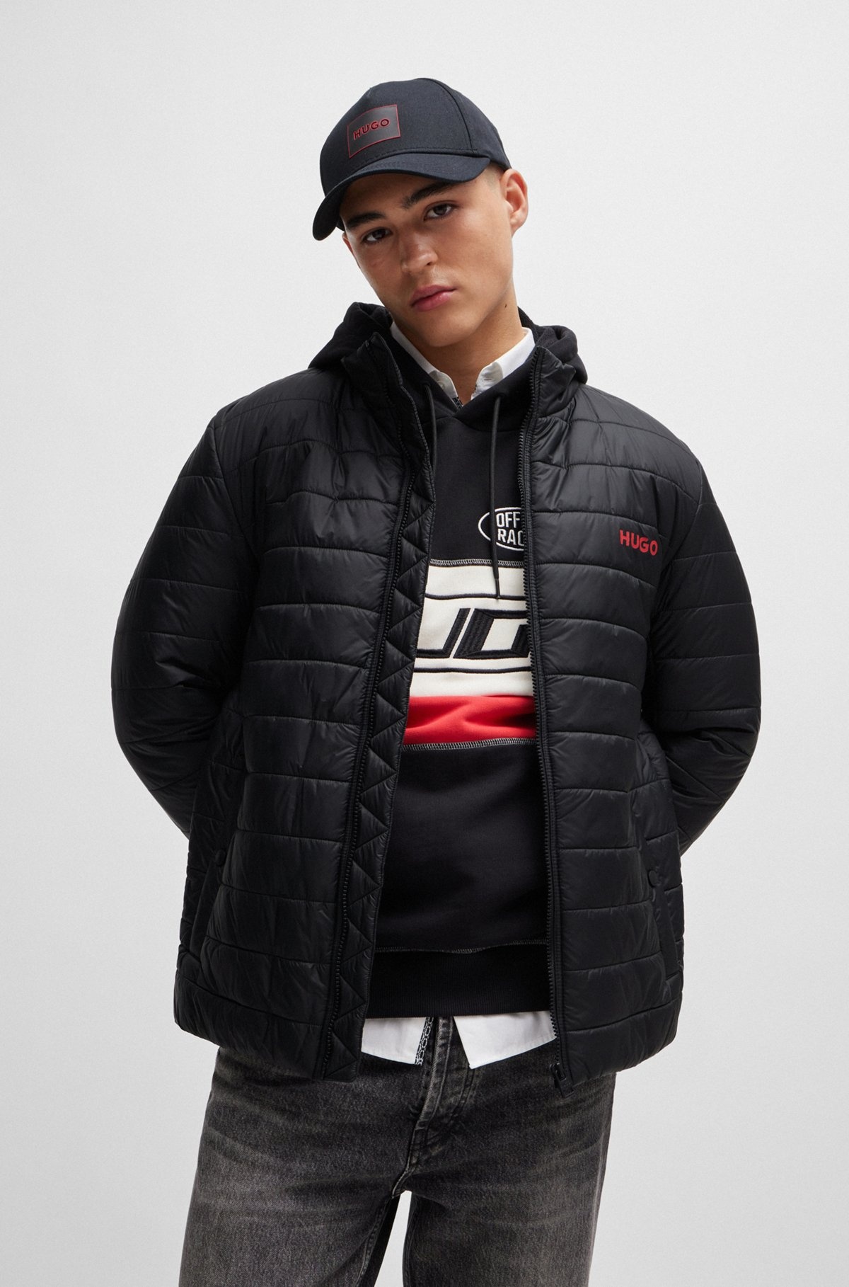 WATER-REPELLENT SLIM-FIT JACKET WITH LOGO PRINT - 2