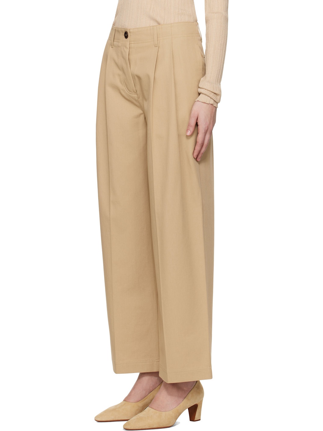 Beige Relaxed Chino Trousers - 4