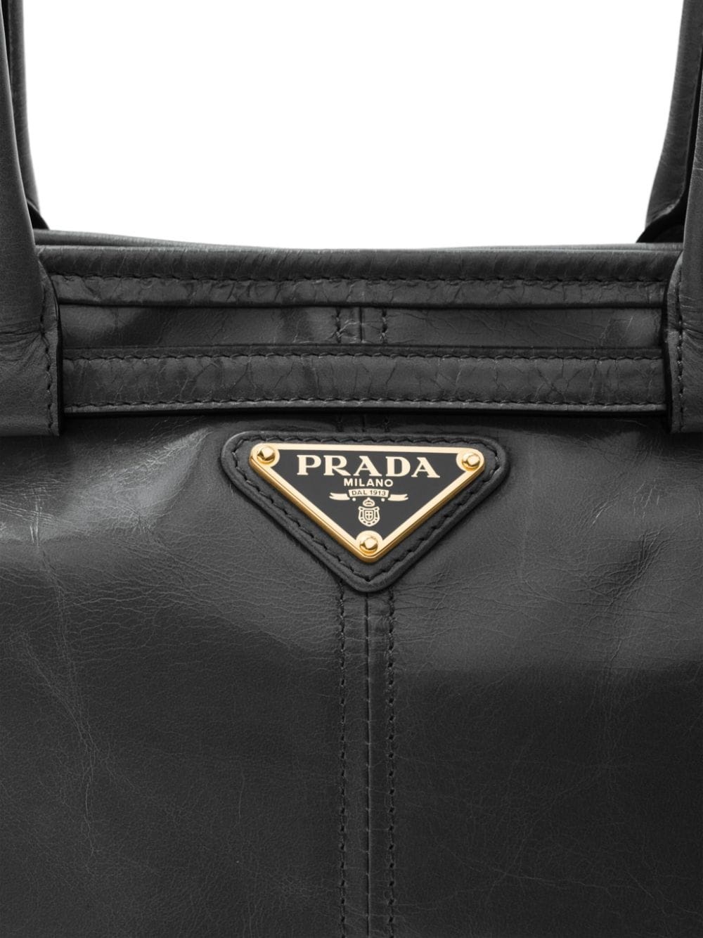enamel triangle-logo leather tote bag - 6