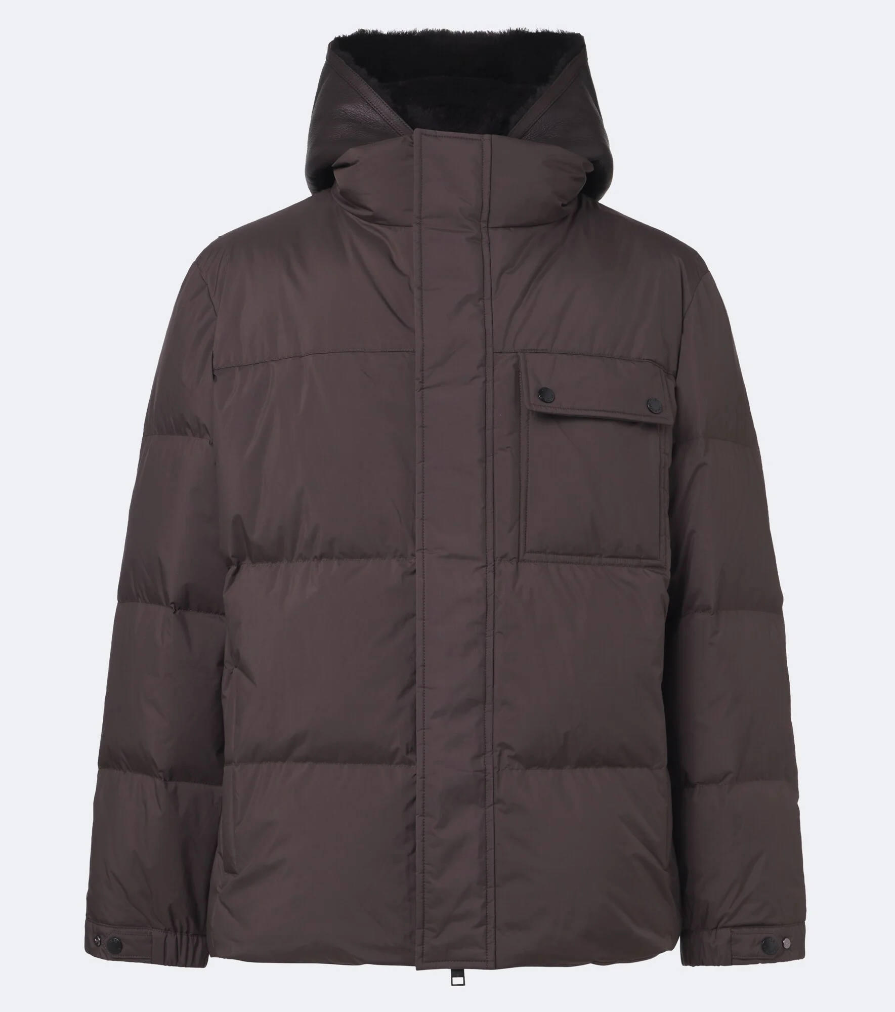 Shearling-trimmed down jacket - 1