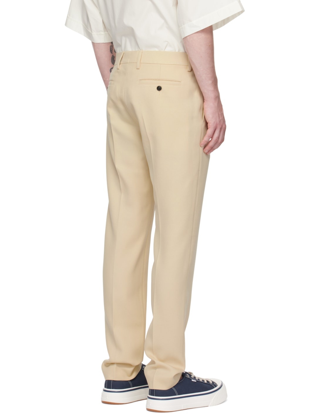 Beige Cigarette Fit Trousers - 3