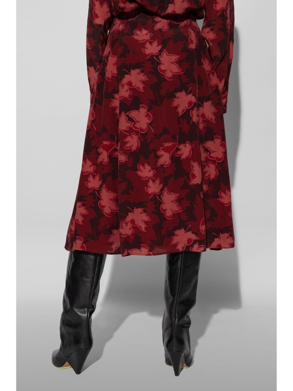 leaf-print midi skirt - 4