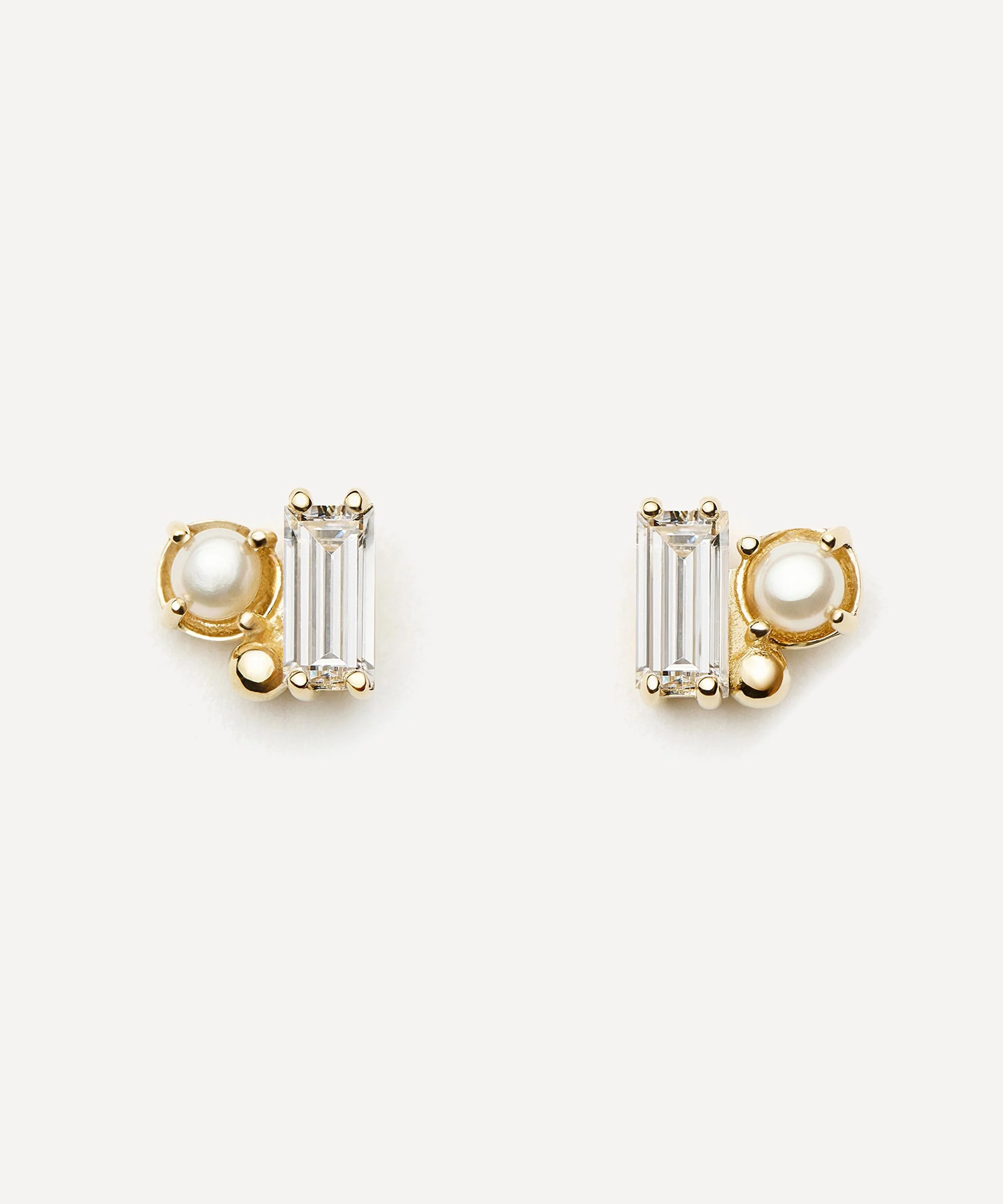 14ct Gold Fine Diamond and Pearl Stud Earrings - 1