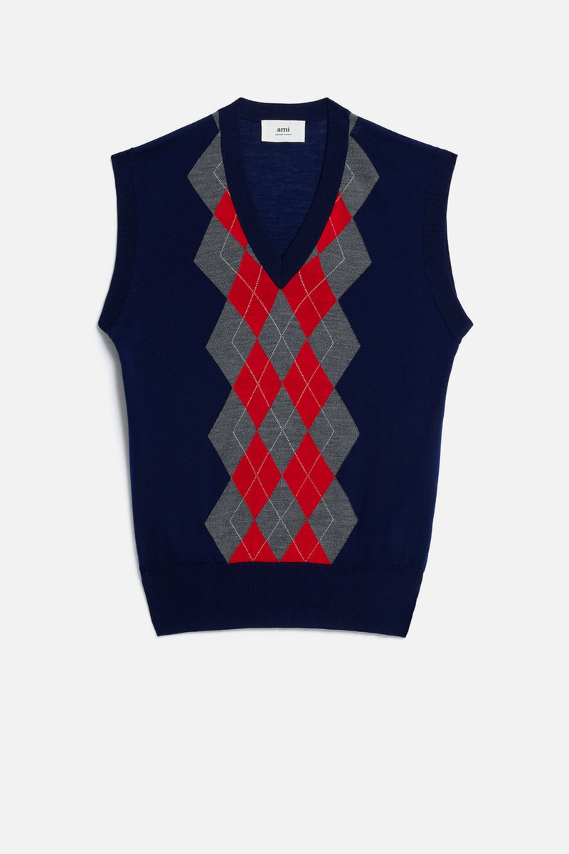 Sleeveless Argyle Sweater 1