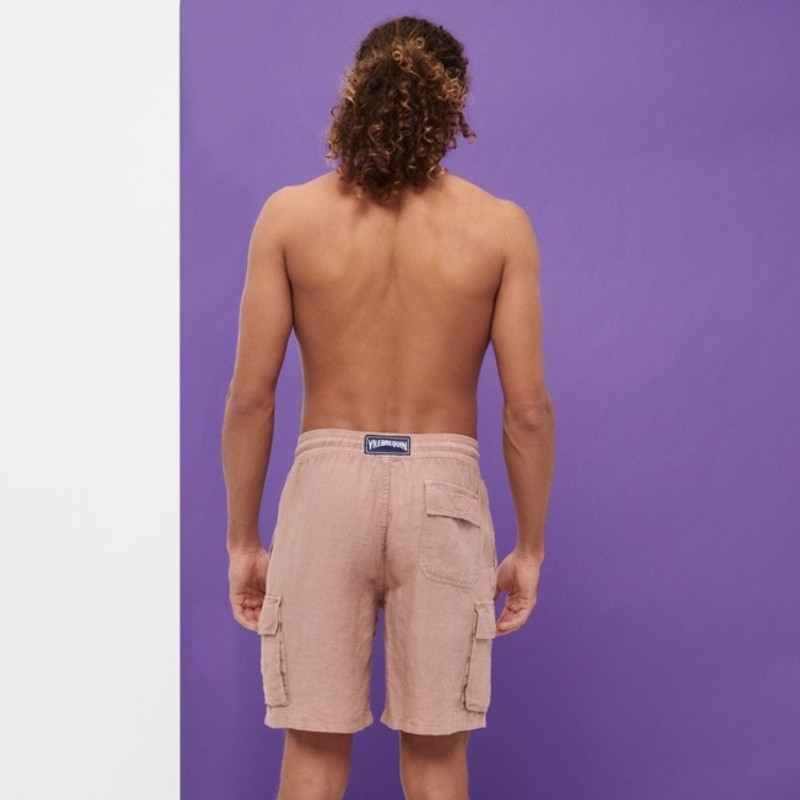 Men Linen Bermuda Shorts Natural Dye 4