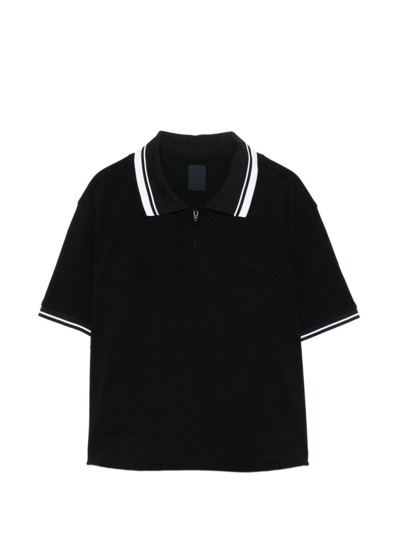 zip-fastening stipped polo shirt 1