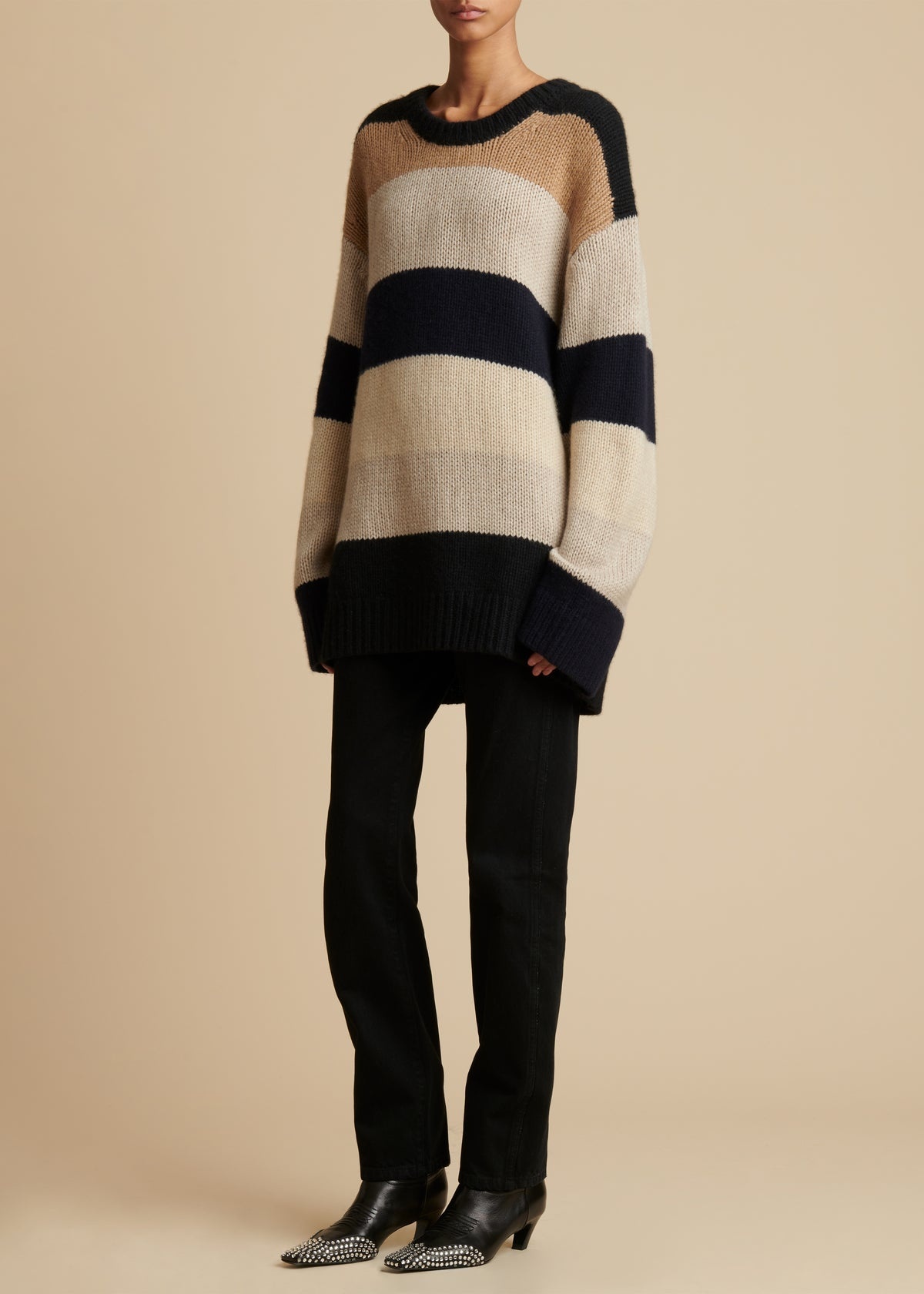 ケイト KHAITE Jade Striped Cashmere Sweater ニット マルチカラー サイズ：S Khaite Jade Oversized Striped Cashmere Sweater In Multicolor