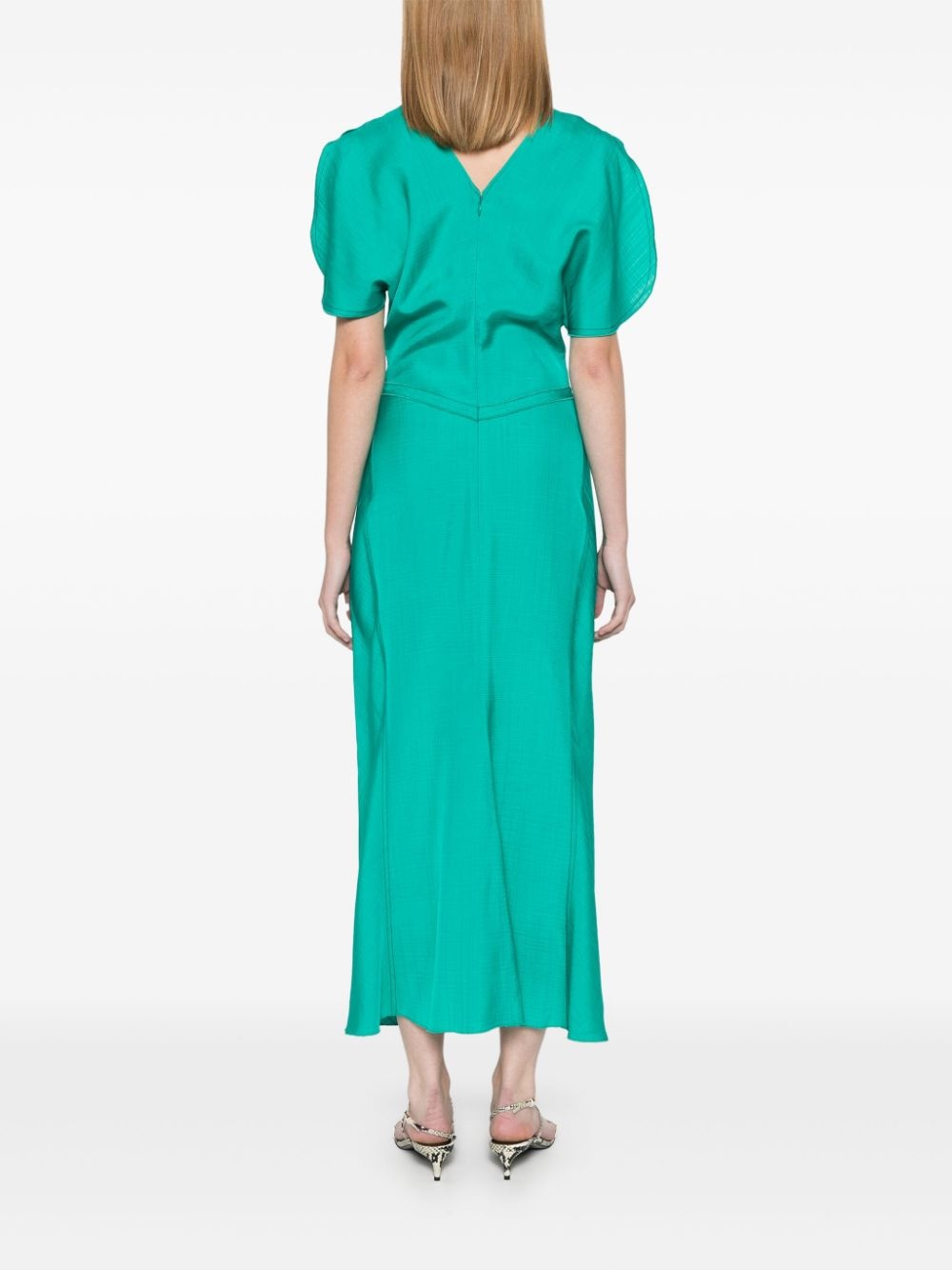 gathered-detail midi dress - 4