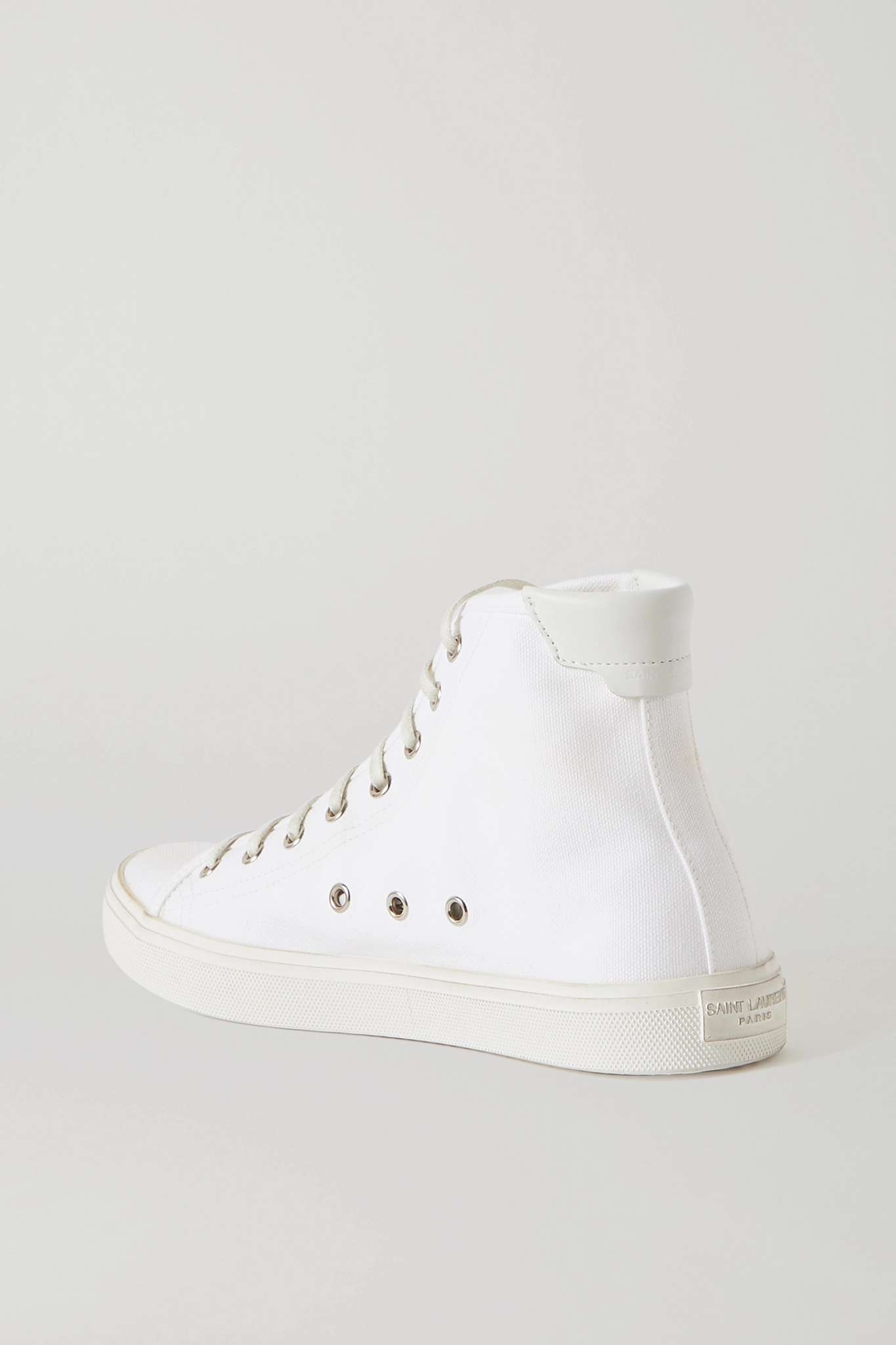 Malibu leather-trimmed distressed cotton-canvas high-top sneakers - 3