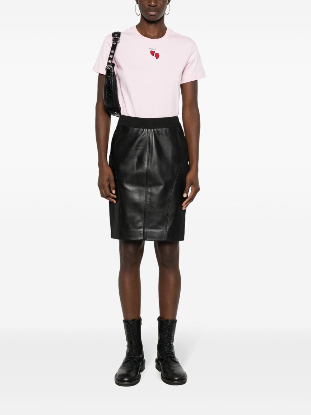 zip-fastening leather skirt - 2