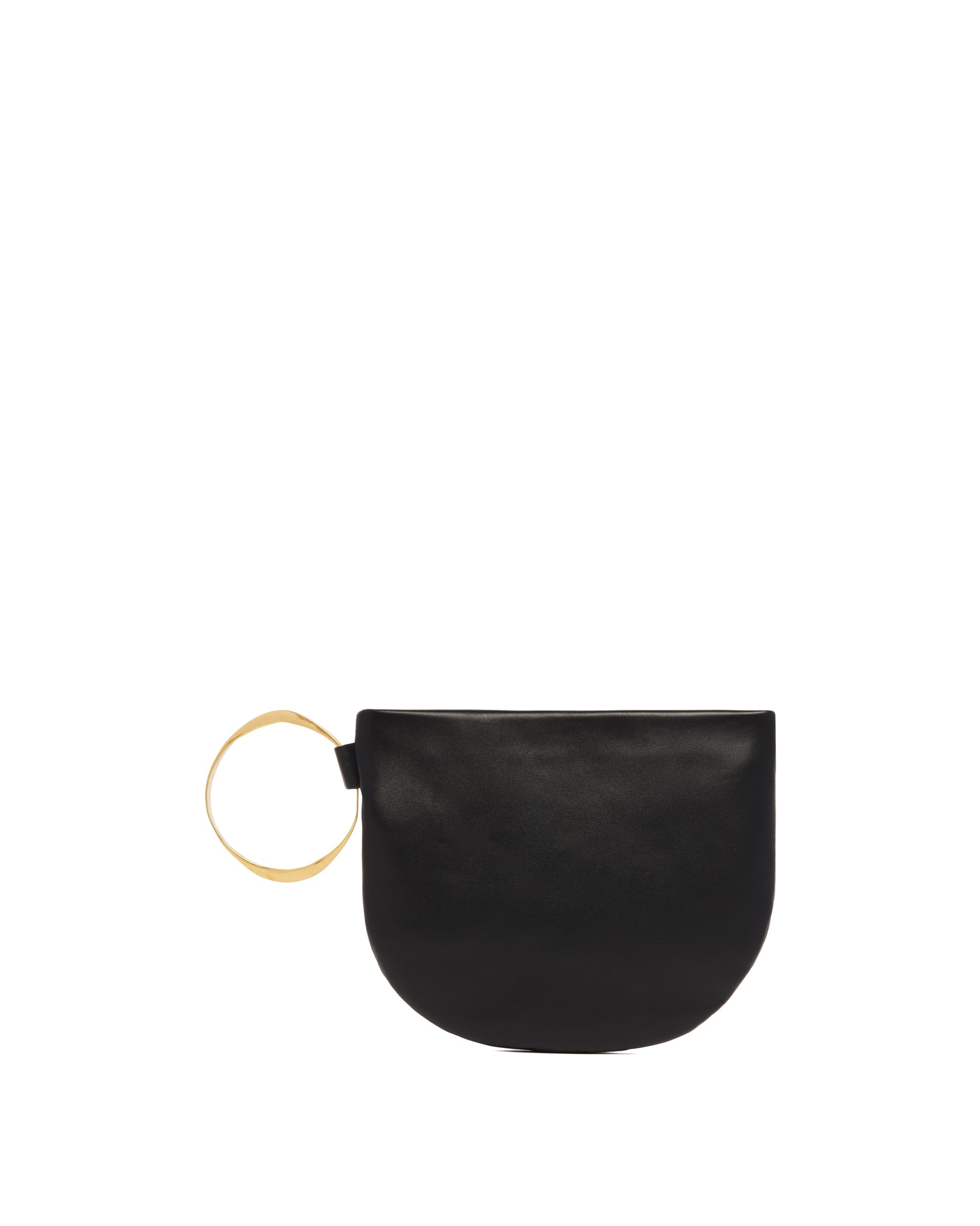 Black Geo Leather Clutch with Bracelet - 1