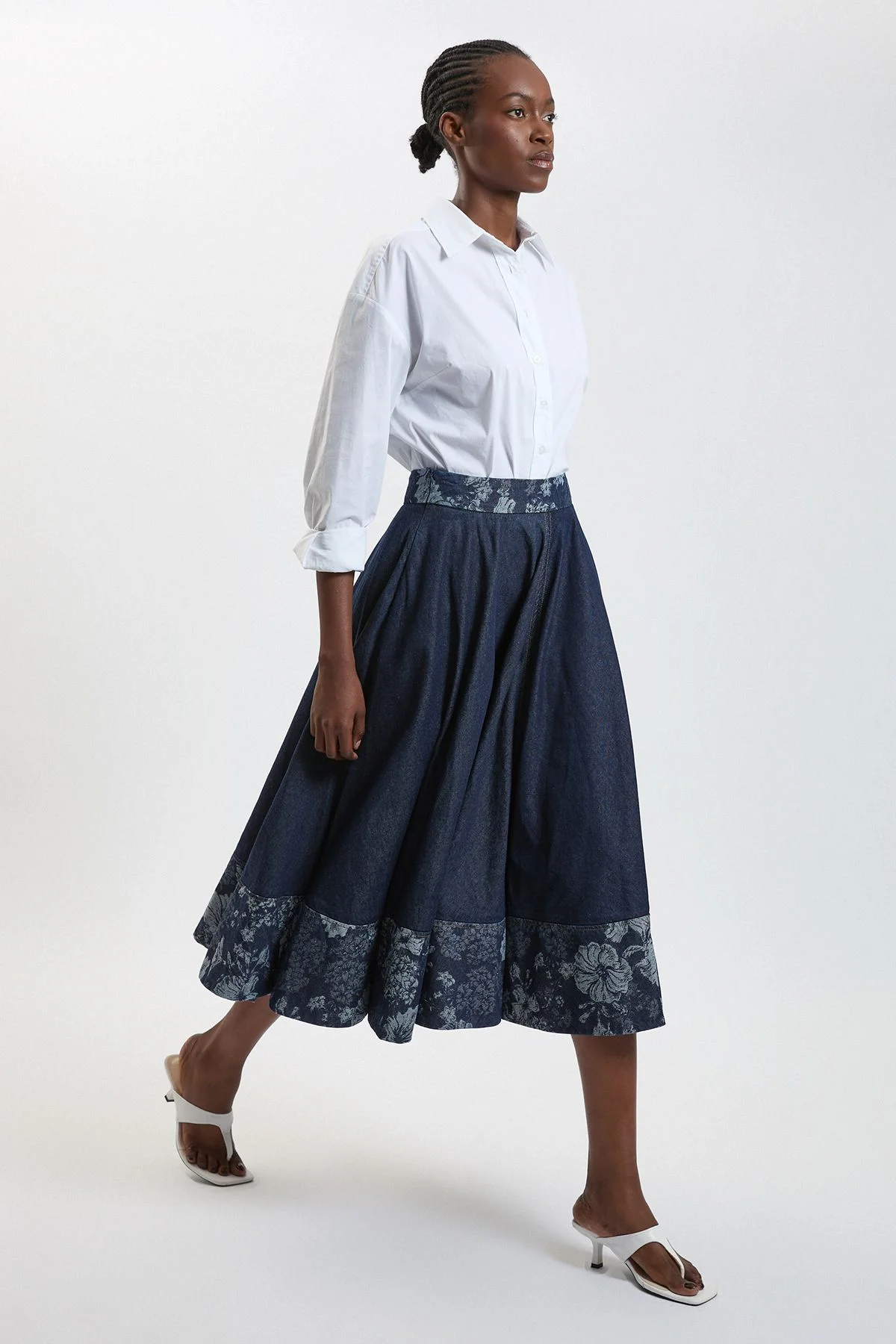 Jacquard Denim Full Skirt - 1