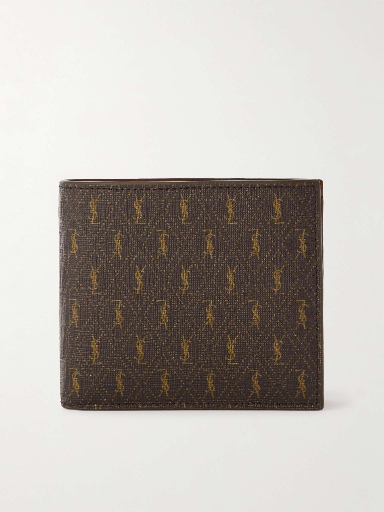 Leather-Trimmed Monogrammed Coated-Canvas Billfold Wallet - 1