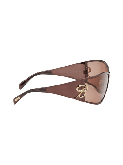 Blumarine Brown Metal Wraparound Sunglasses outlook