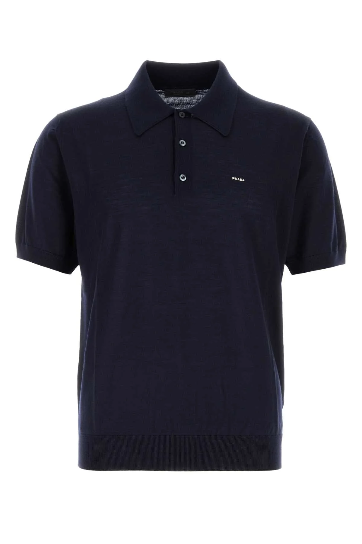 Prada Men Navy Blue Wool Polo Shirt - 1