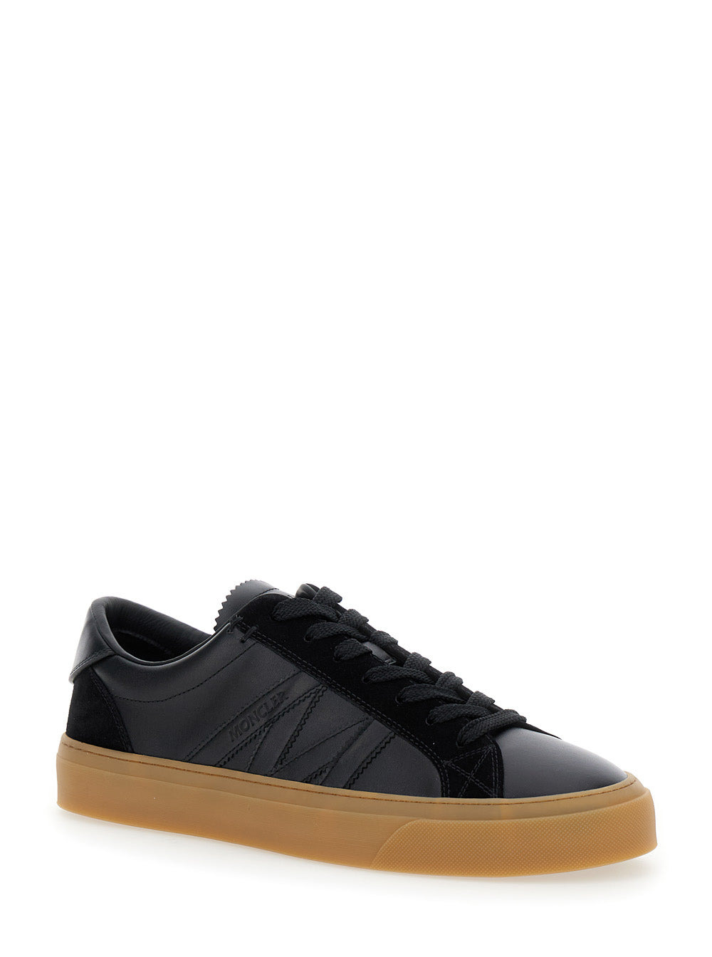 Moncler Men 'Monaco' Black Low Top Sneakers With Tonal Laces In Leather And Suede Man - 2