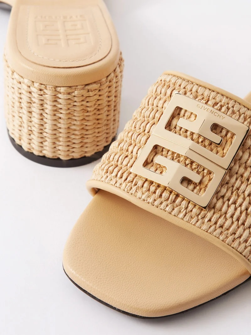 4G-plaque 45 faux raffia sandals - 6