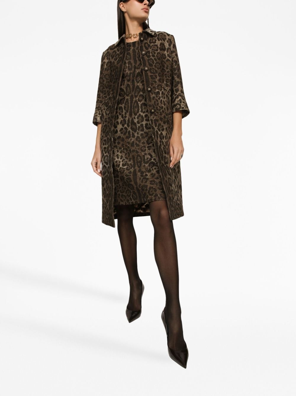 leopard-print single-breasted coat - 2
