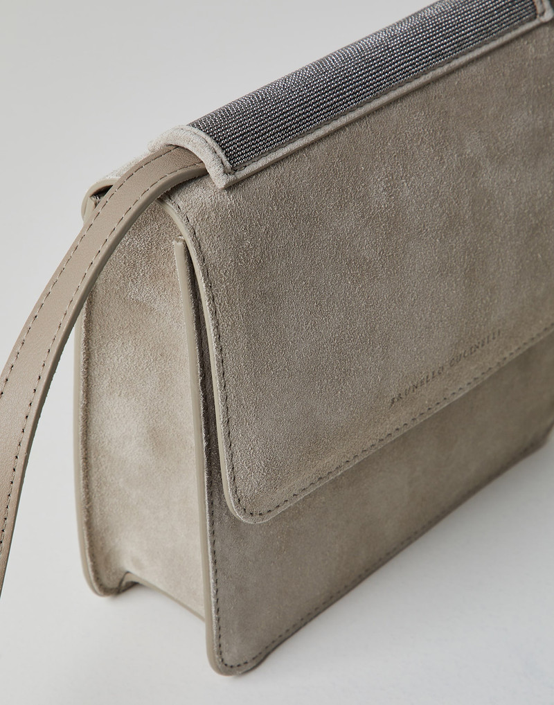 Suede bag with precious insert 3