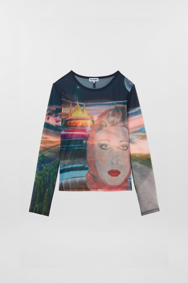 SUNNEI LONGSLEEVE SHEER TOP / Annamarie print outlook