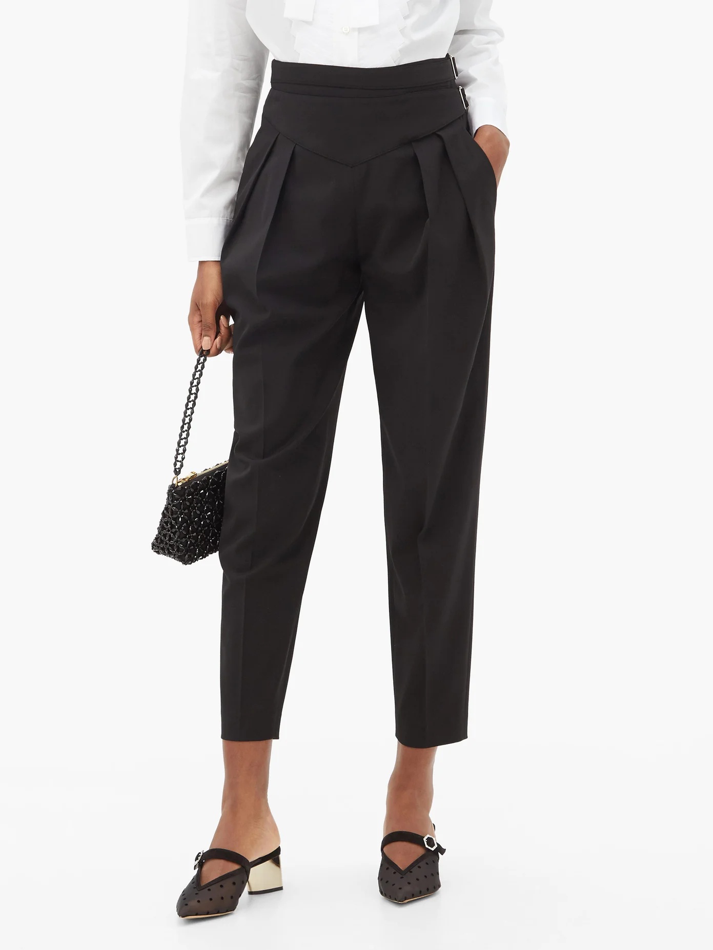 High-rise pleated crepe trousers - 6