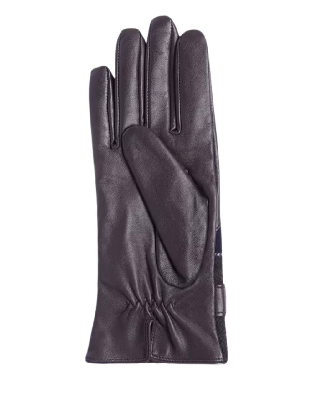 plaid-pattern leather gloves - 3