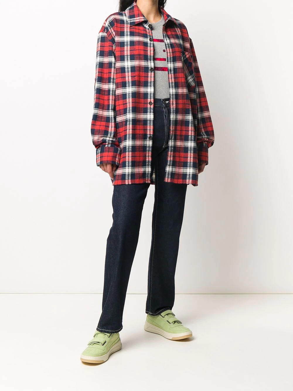 Face patch plaid overshirt - 3