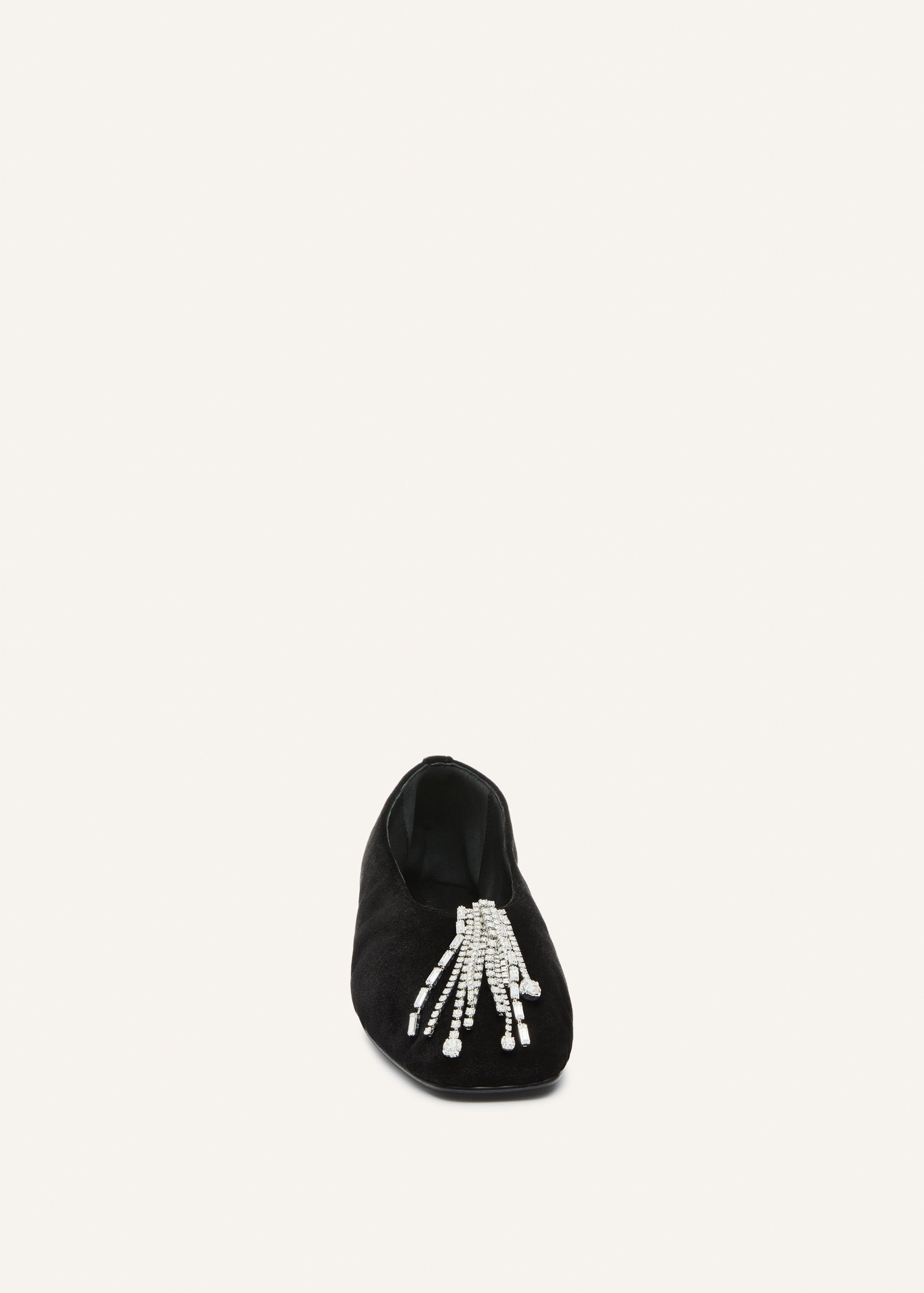 Crystal-embellished velvet flats in black - 3