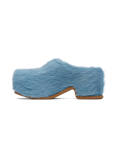 Dries Van Noten Blue Faux-Fur Clogs outlook