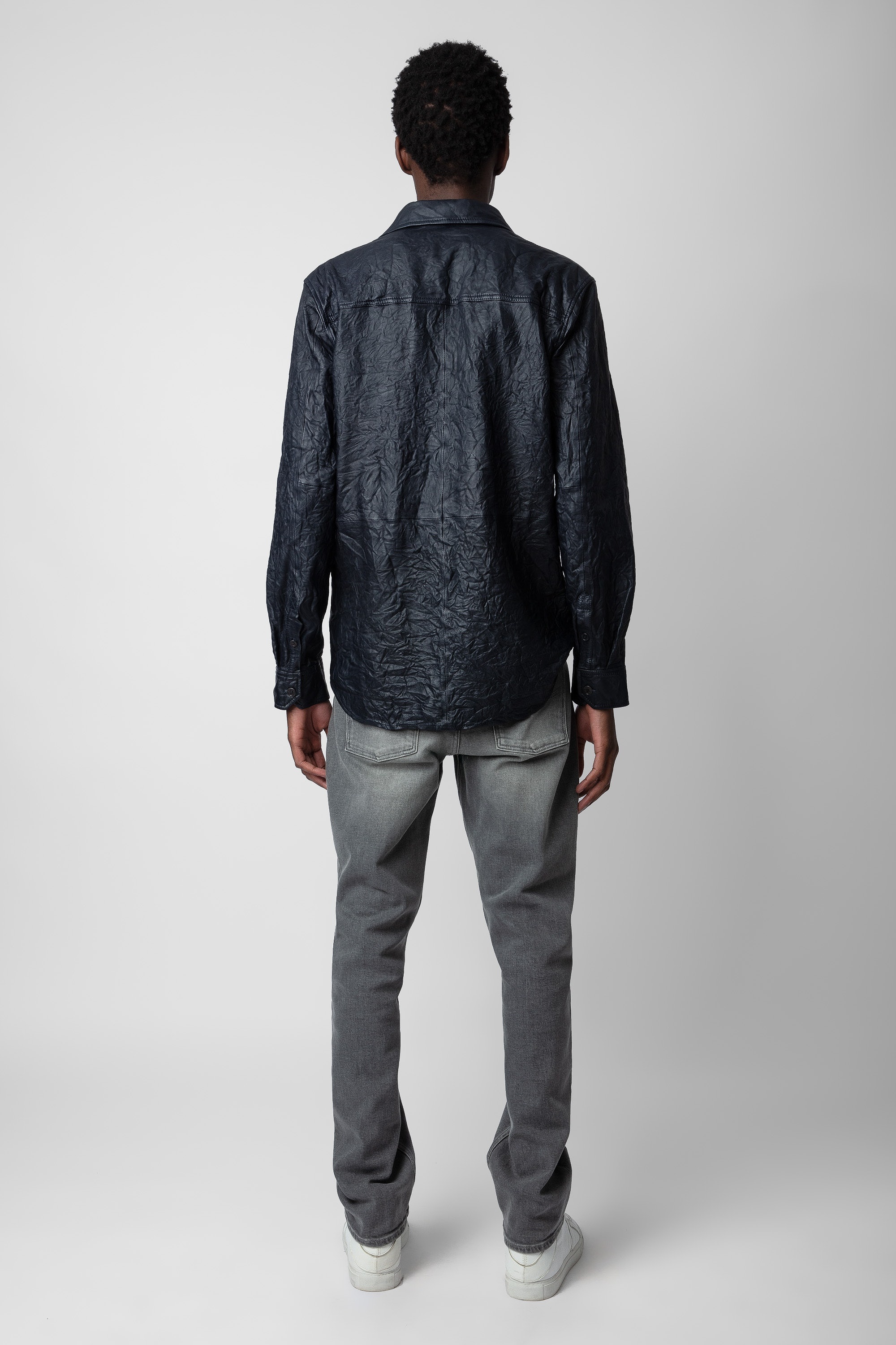Taskah Crinkled Leather Shirt - 4