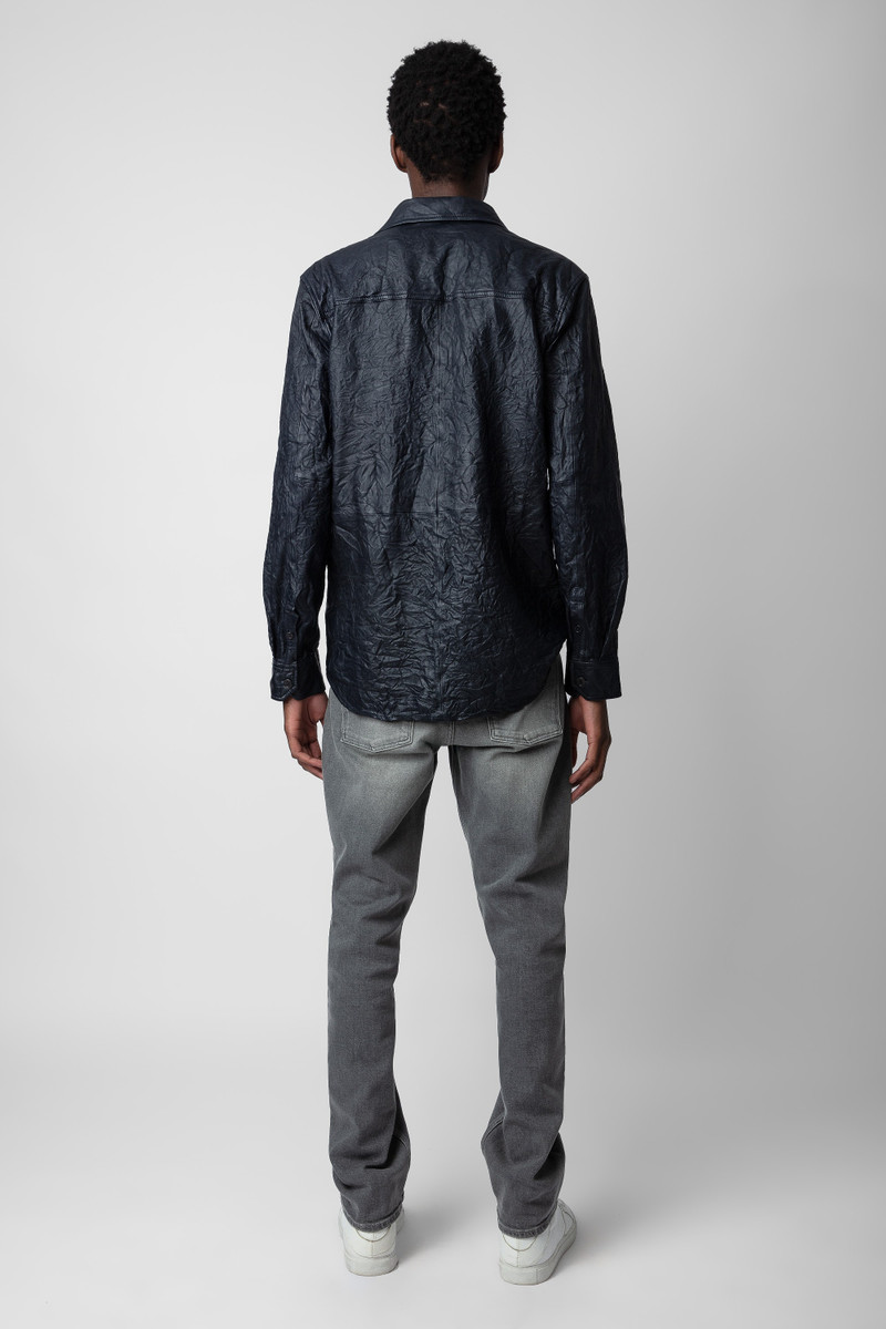 Taskah Crinkled Leather Shirt 4