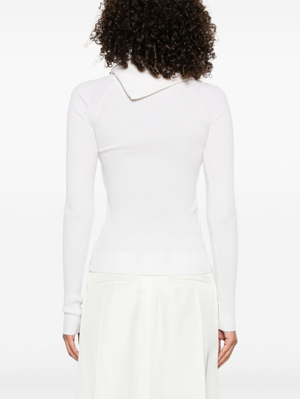 ribbed zip-front sweater - 4