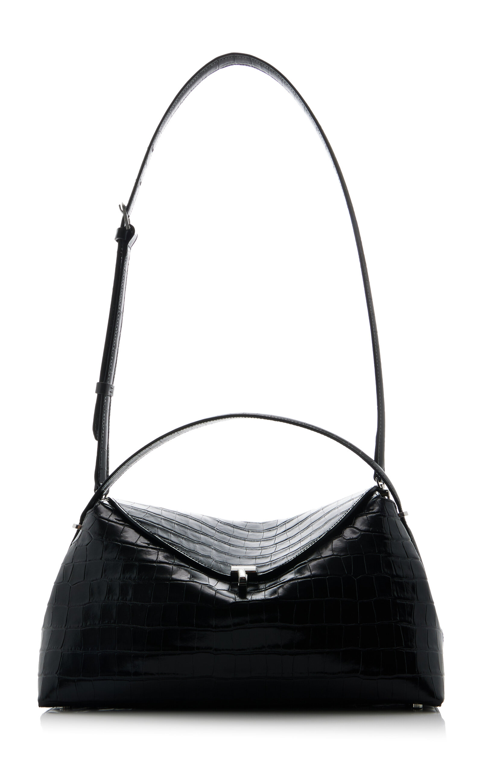 T-Lock Croc-Effect Leather Top Handle Bag black - 5