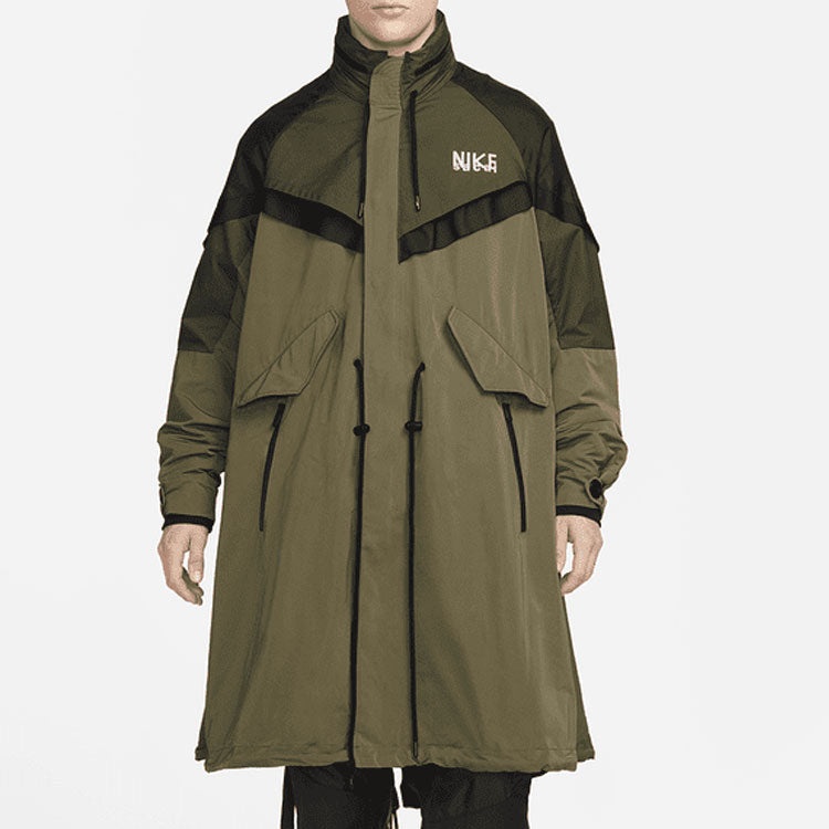 Nike x Sacai Funnel-Neck Oversized-Fit Shell Trench Jacket Medium olive DQ9028-222 - 3