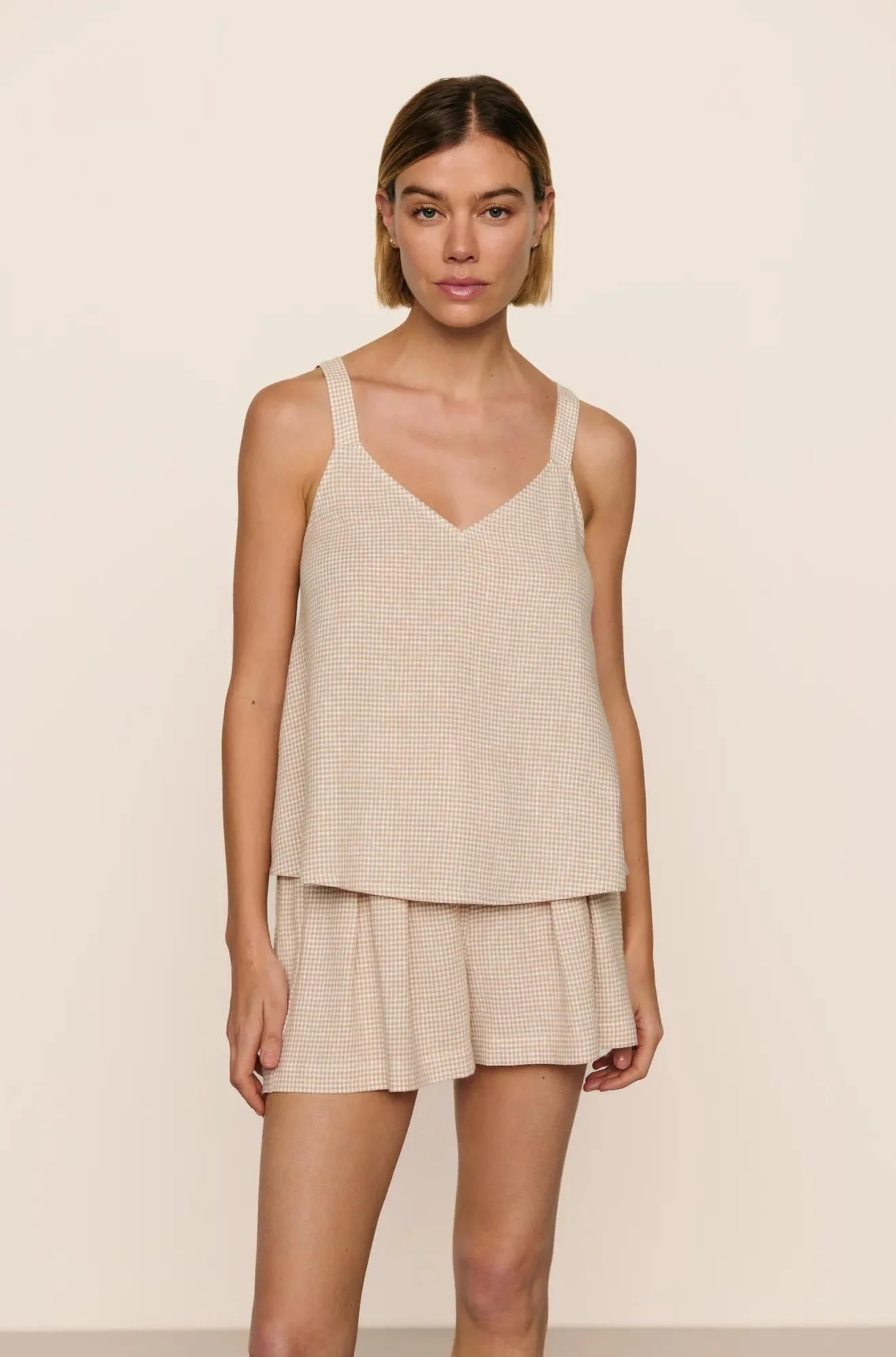 Linen Blend V Neck Cami - 1