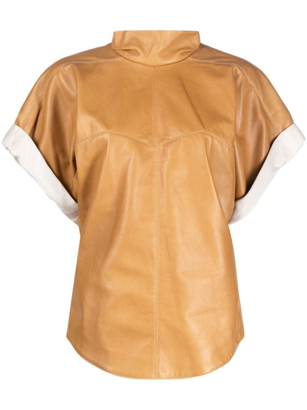 Baiao roll-sleeve leather top - 1