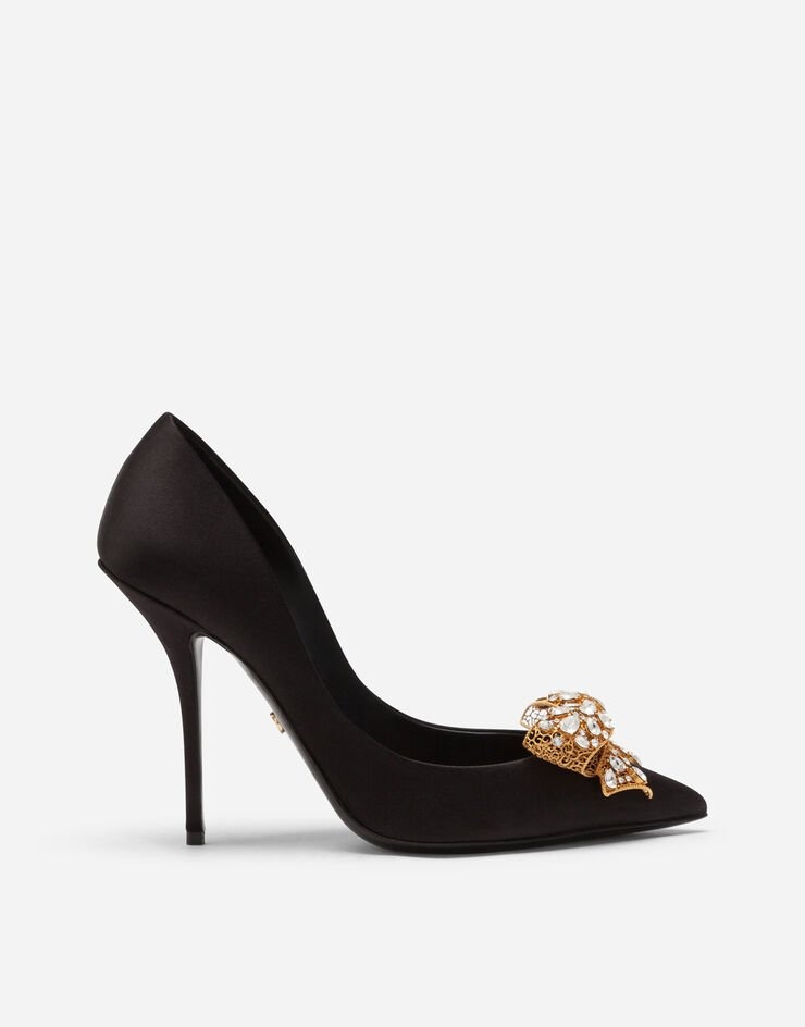 Satin pumps with bejeweled embellishment - 1