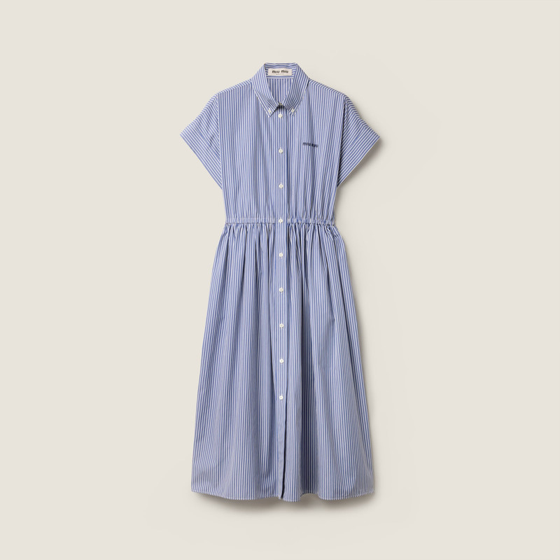 Vertical stripe poplin midi-dress 1