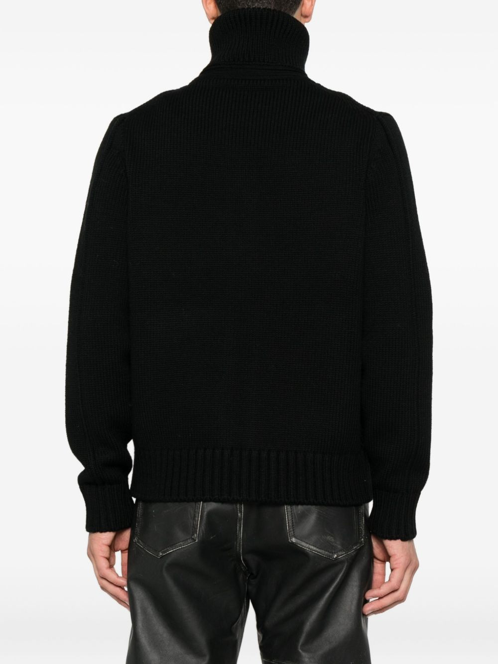 zip-front ribbed wool jacket - 4