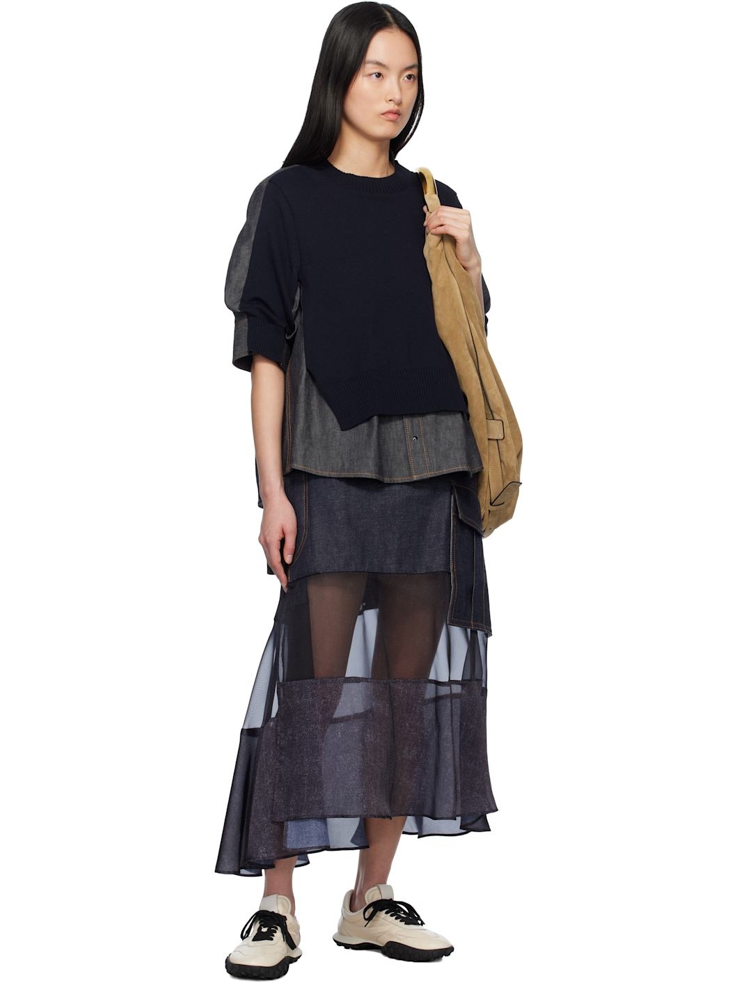 Indigo Mix Denim Maxi Skirt - 4