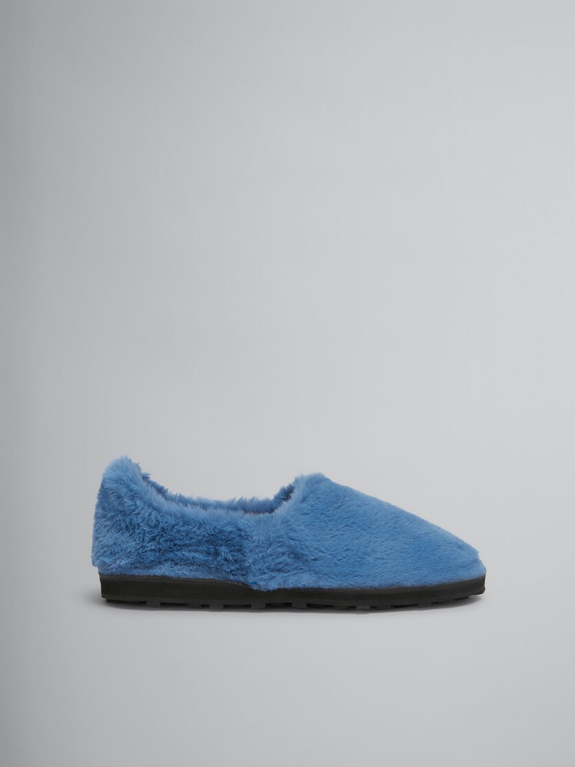 BLUE SLIP-ON LOAFER IN FAUX FUR - 1