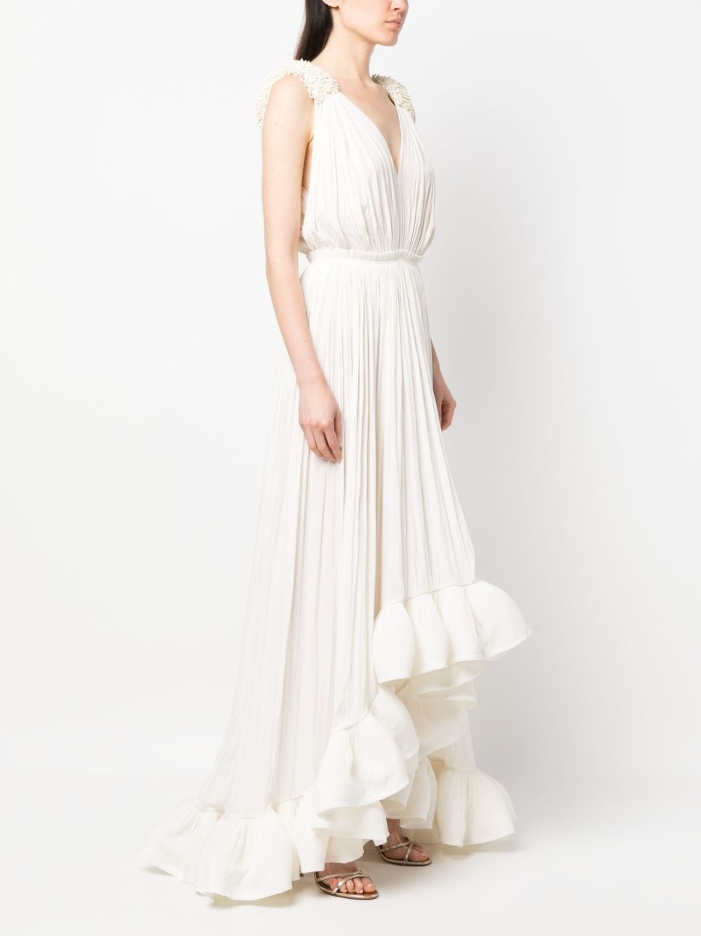 sleeveless ruffle-hem dress - 3