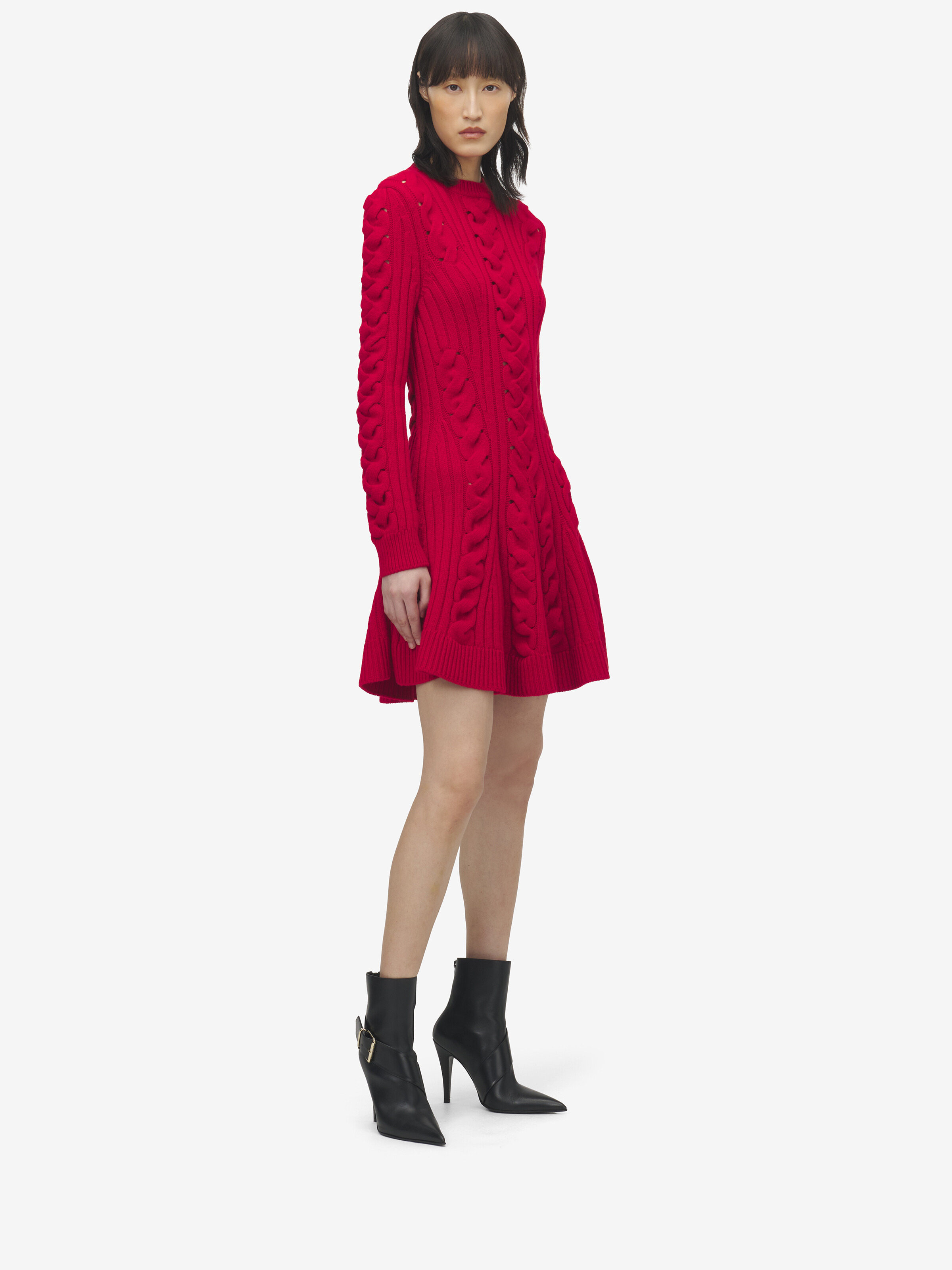 Wool Cashmere Cable Knit Mini Dress - 2