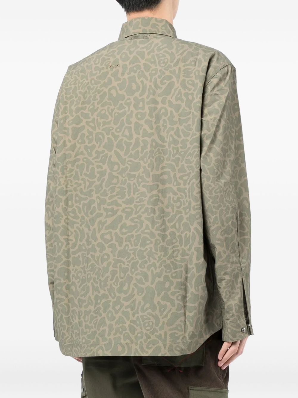 geometric-print shirt jacket - 4
