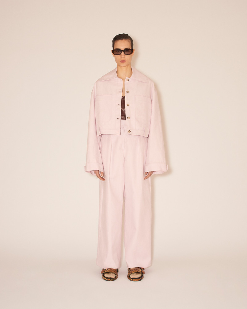 BAMBARI - Slim boxxy denim jacket - Rosewater 3