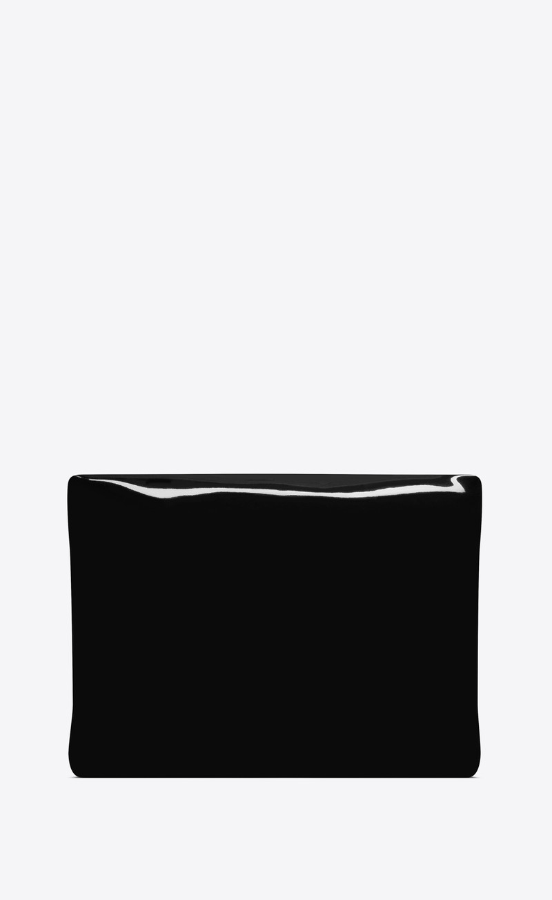 SAINT LAURENT saint laurent large puffy pouch in patent canvas outlook