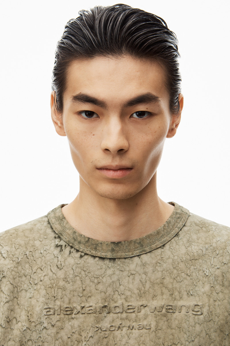 Logo Embossed Splatter Wash Longsleeve in Cotton Hemp Jersey 5