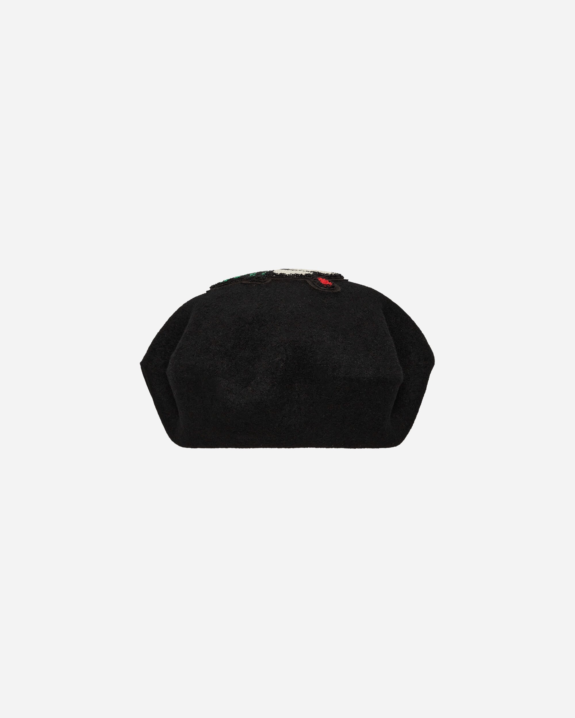 rose-appliqué wool beret