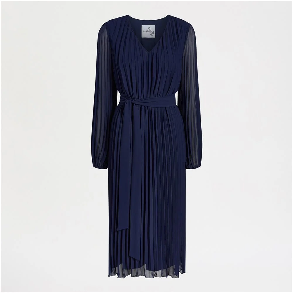Long Sleeve Plisse Maxi Dress - 1