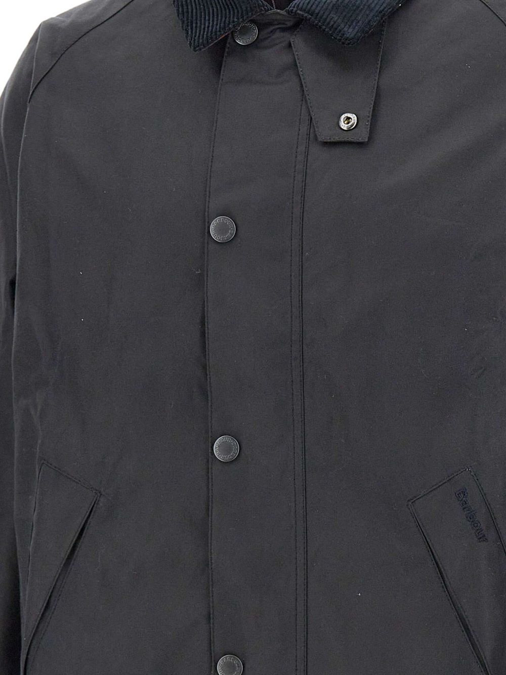corduroy-collar waxed-cotton jacket - 4